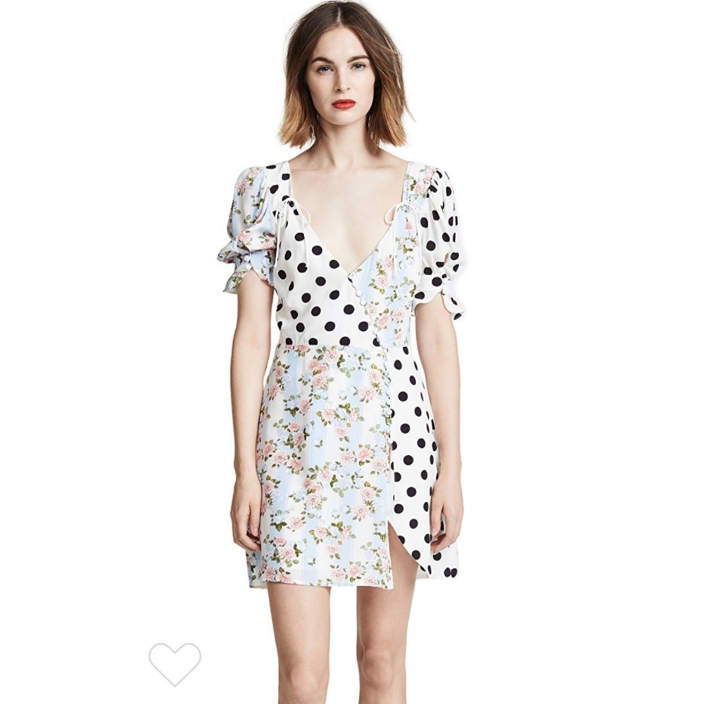 For Love & Lemons Retro Floral Wrap Mini Dress - Picture 4 of 8